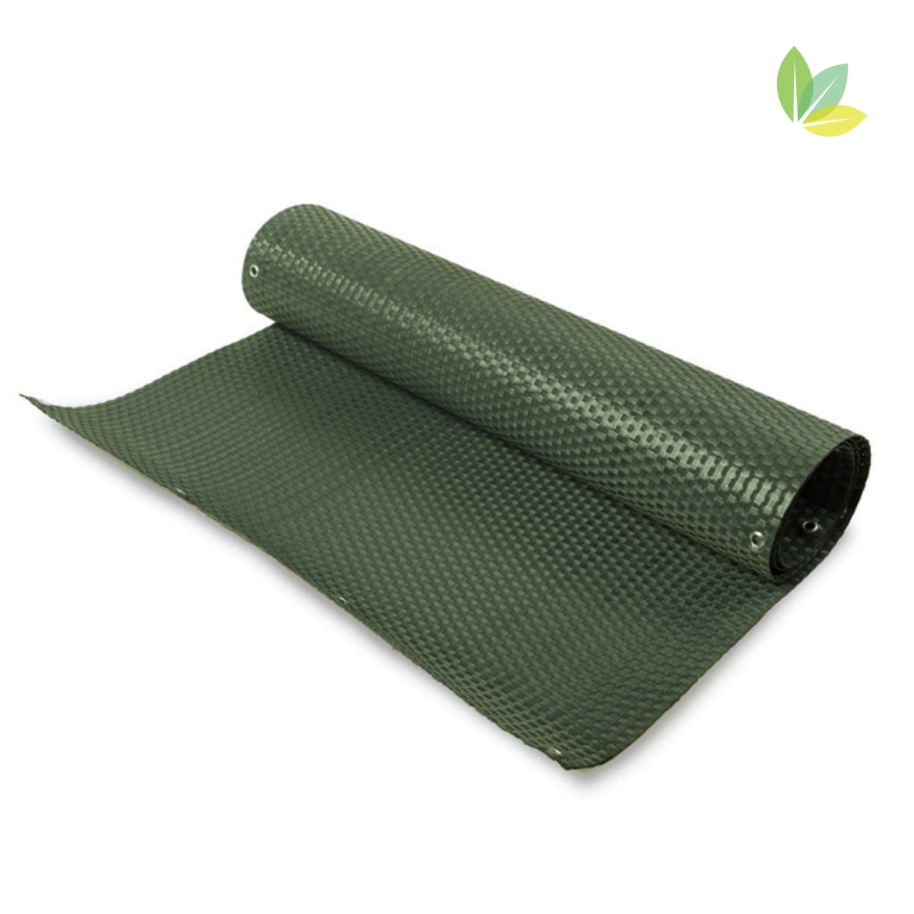 Balkon Sichtschutz mit Metall-Ösen aus Polyrattan Rattansichtschutz mit Nahaufnahme von Metallöse