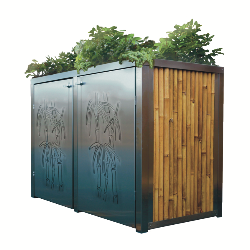 Mülltonnenbox Motivtür Bambus 480L