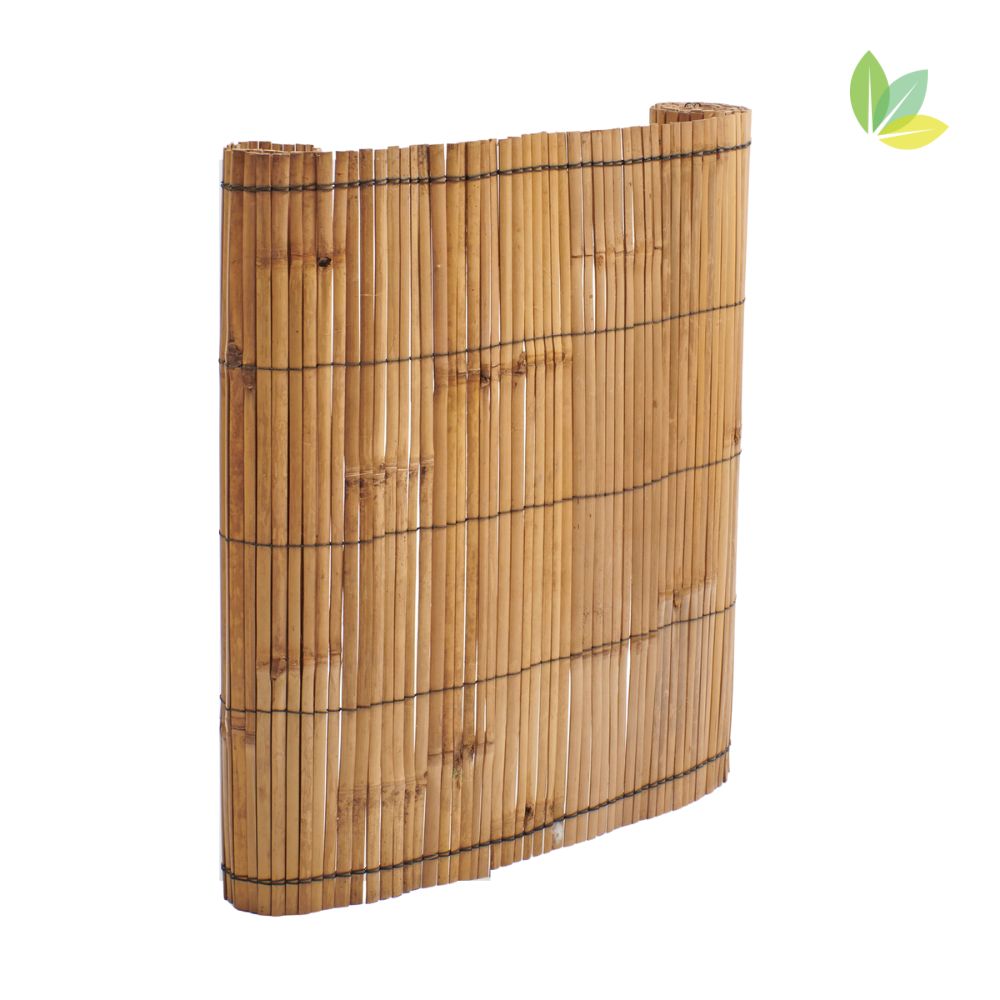 Balkon Sichtschutz aus Bambus, Bambusrollo in 300cm Länge Sichtschutz Balkon aus Bambus - naturnah mit Pflanzen eingerichtet