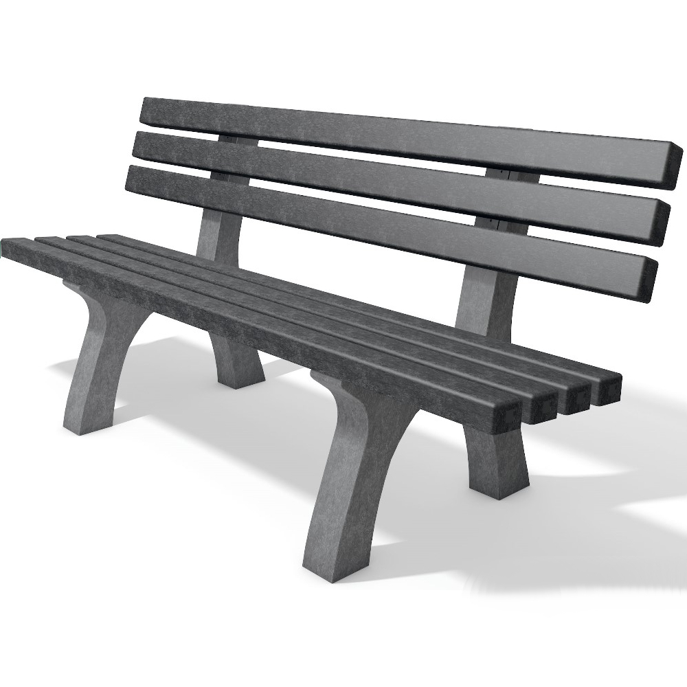 grau-schwarze Gartenbank aus hanit Recyclingkunststoff