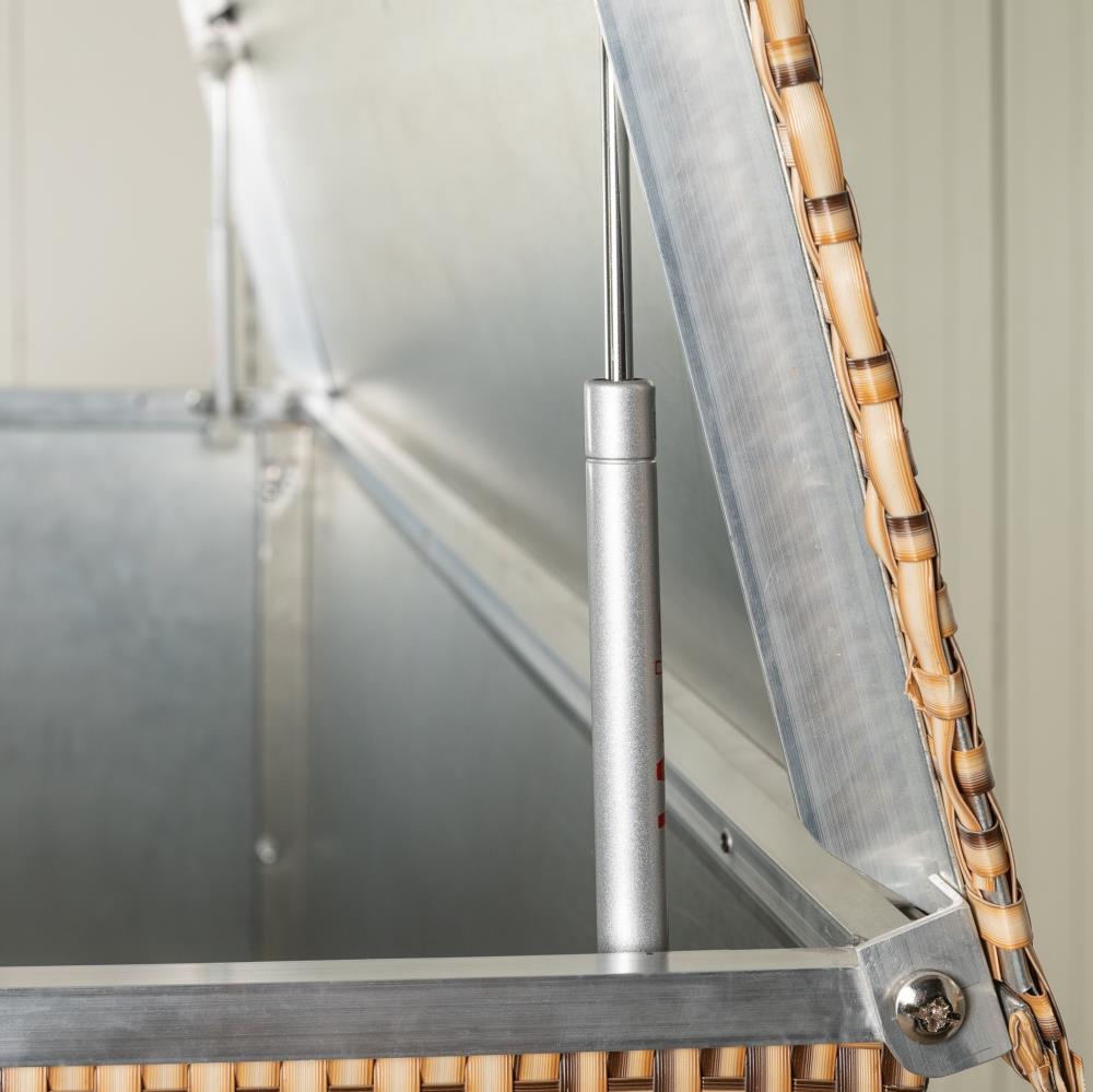 Rattan Auflagenbox, Kissenbox wasserdicht, 115cm x 60cm x 60cm, hellgrau