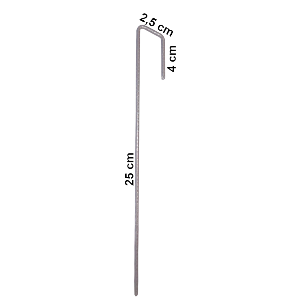 Bodenanker im 50er Pack, Erdspieße aus Metall (Stahl), 250mm, Ø 4mm, J-Form