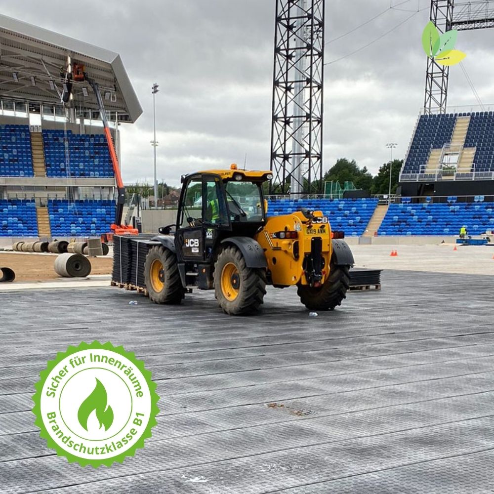 Schwerlastplatten im Stadion: Sicher für Innenräume laut B1