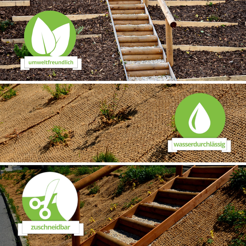 Erosionsschutz & Böschungsmatte aus Jute 25m² (1,25 x 20m)
