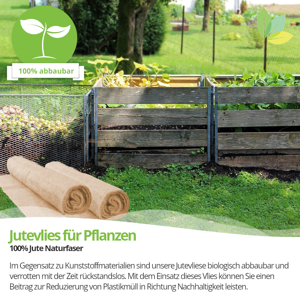 Unkrautvlies, Mulchvlies aus Jute, 1,5m x 5m