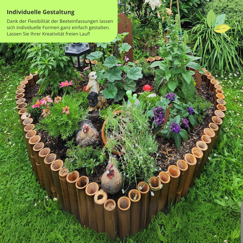 Bambus Beetumrandung hell (Cendani), 20/35cm x 100cm x Ø 2-4cm (5er Pack)