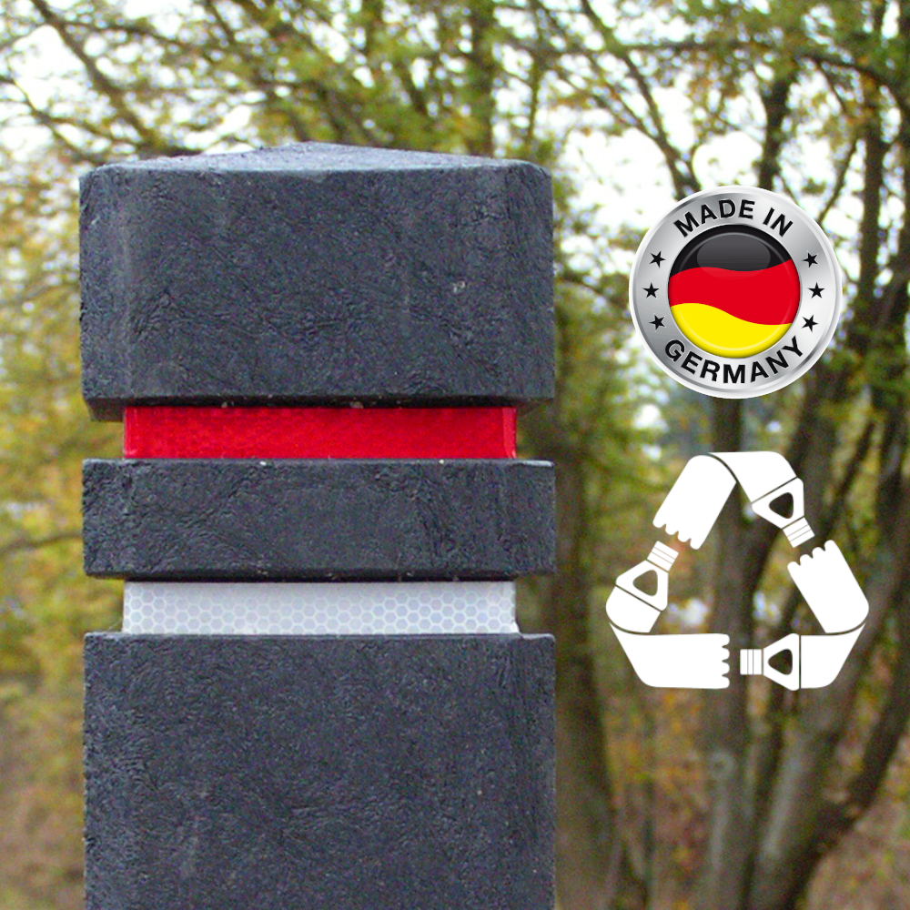 hanit® Straßenpoller 140 x 14 x 14cm, anthrzit mit Reflektoren