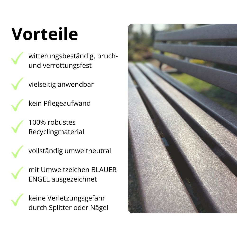 Vorteile der Gartenbank: Wetterfest, robust, umweltneutral