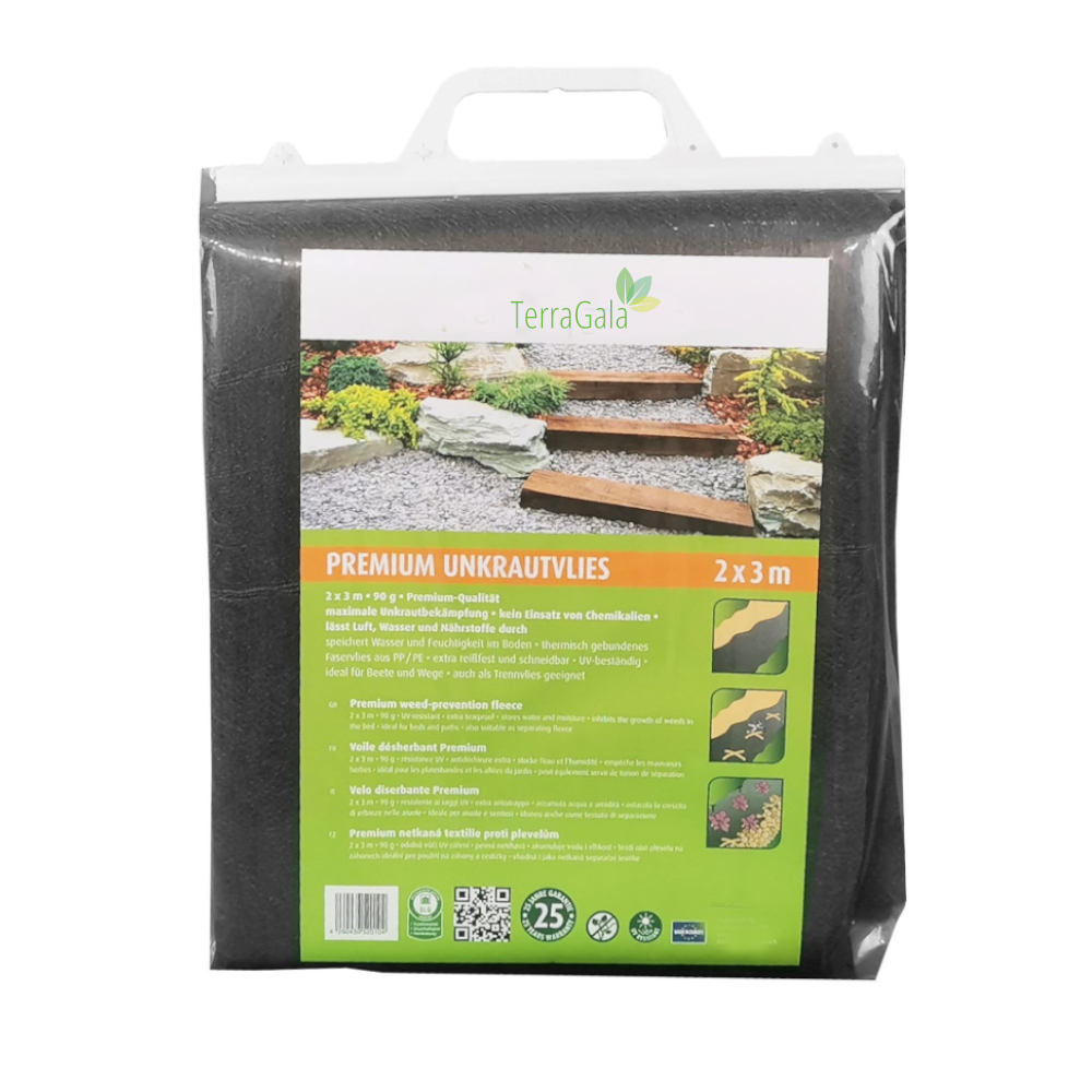 Eine Verpackung mit einem Unkrautvlies, 2 x 3 m, von Premiumgarden.