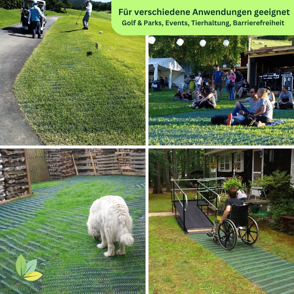 Übersicht der Anwendungen: Tierhaltung, Golf, Events, Barrierefreie Wege