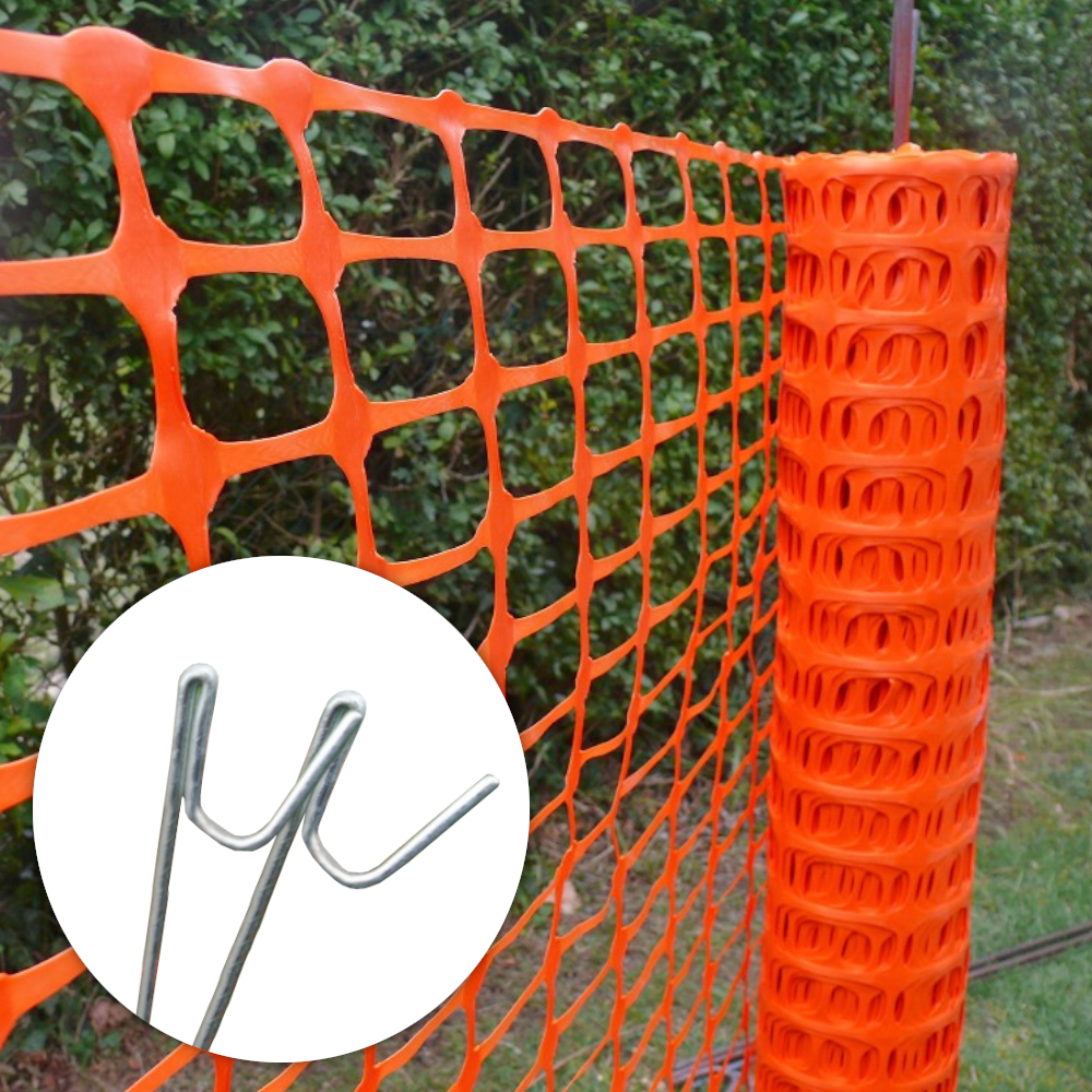MEDIUM Absperrzaun grün, 1 x 25m plus 10 Premium Stahlstangen