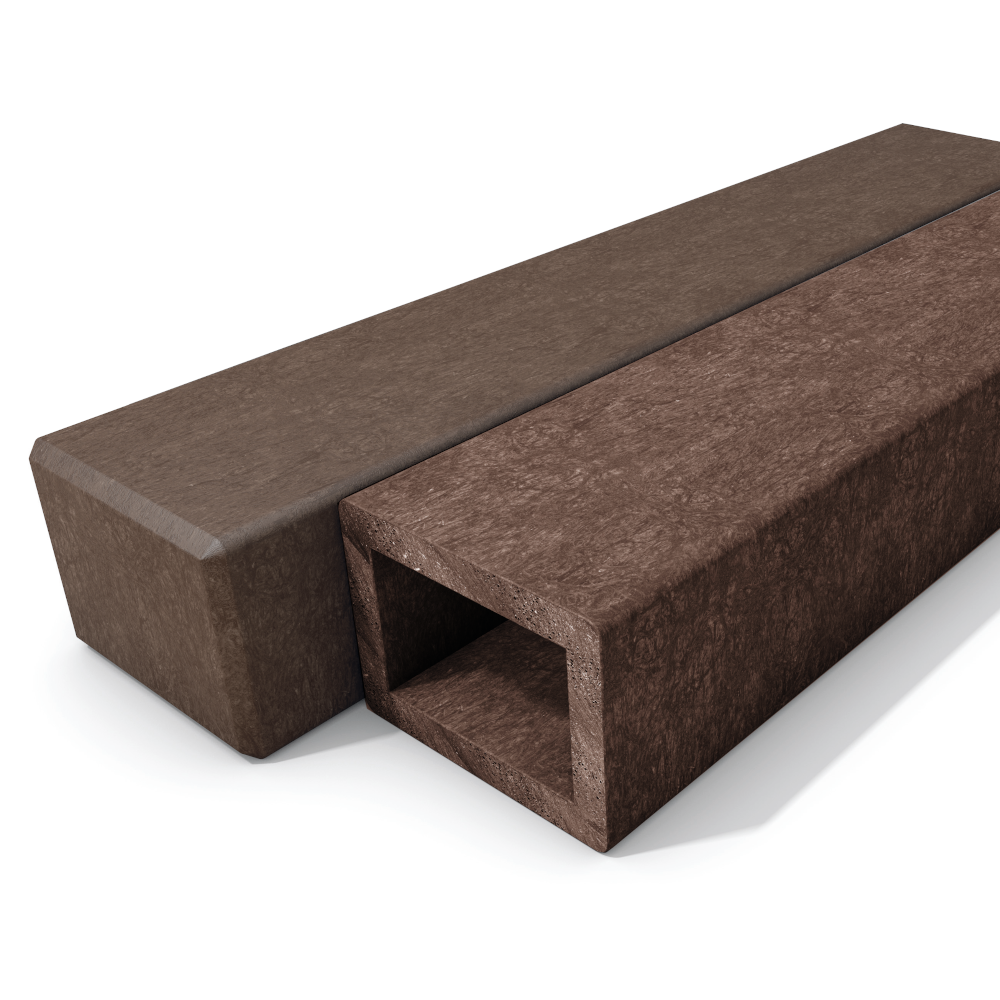 hanit® Rechteckpalisaden mit Hohlprofil, 16 x 12 x 60cm, braun