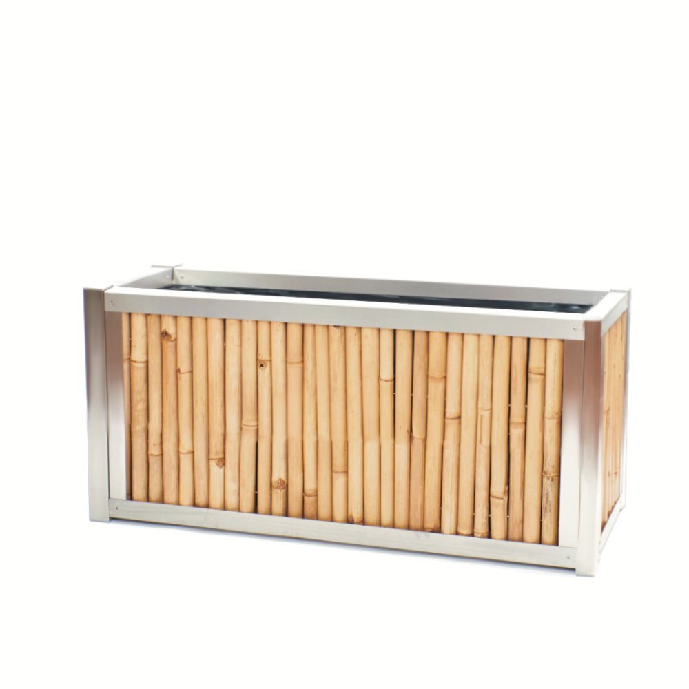 Hochbeet aus Edelstahl mit Seiten aus Bambus