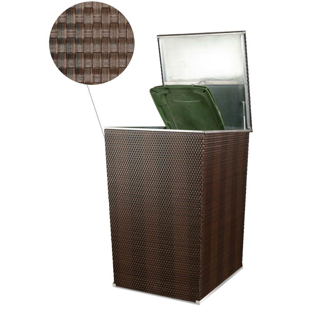 schwarz-braune Rattan Mülltonne