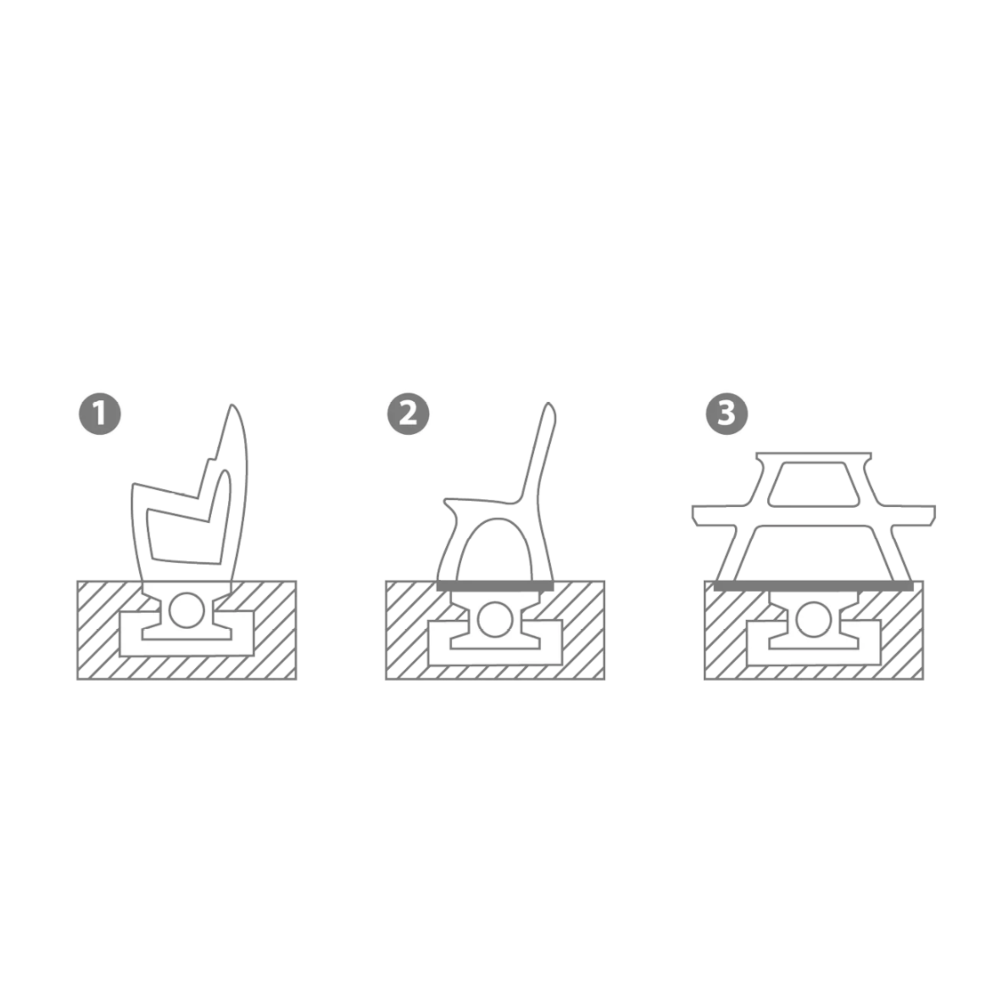 Drei Zeichnungen, die die unterschiedlichen Bodenanker Typen zeigen