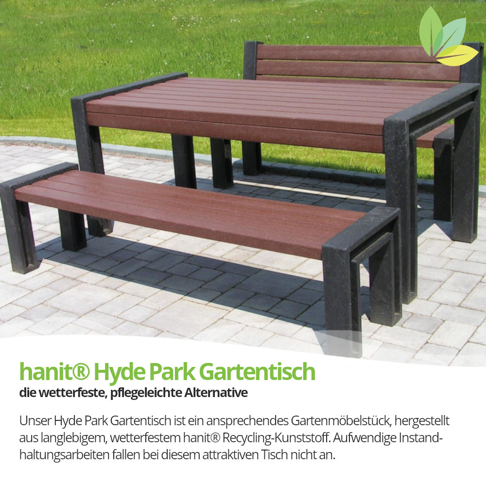 hanit® Gartentisch HYDE PARK, 165 x 90 x 80cm, schwarz-braun