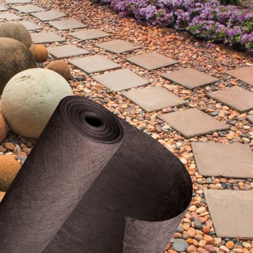 Steingartenvlies vor Steingarten