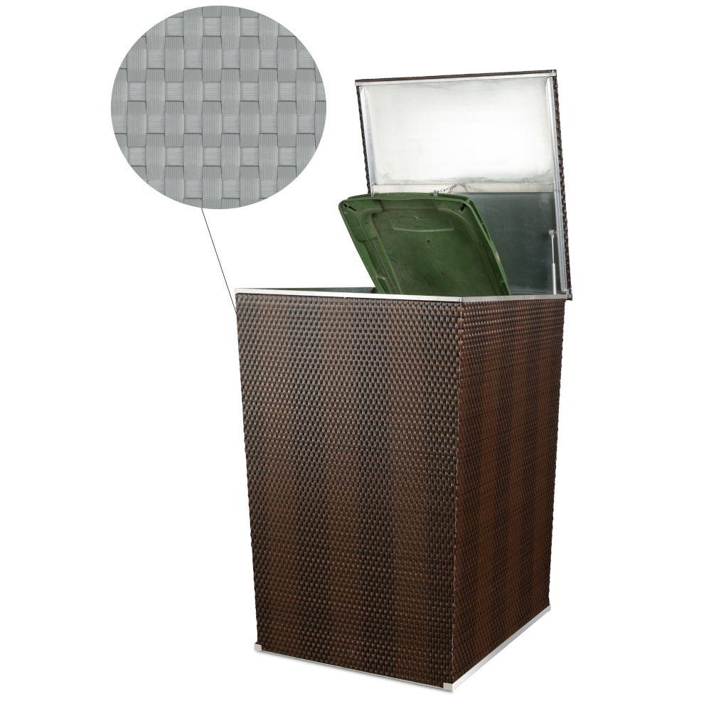 hellgraue Rattan Mülltonnenbox