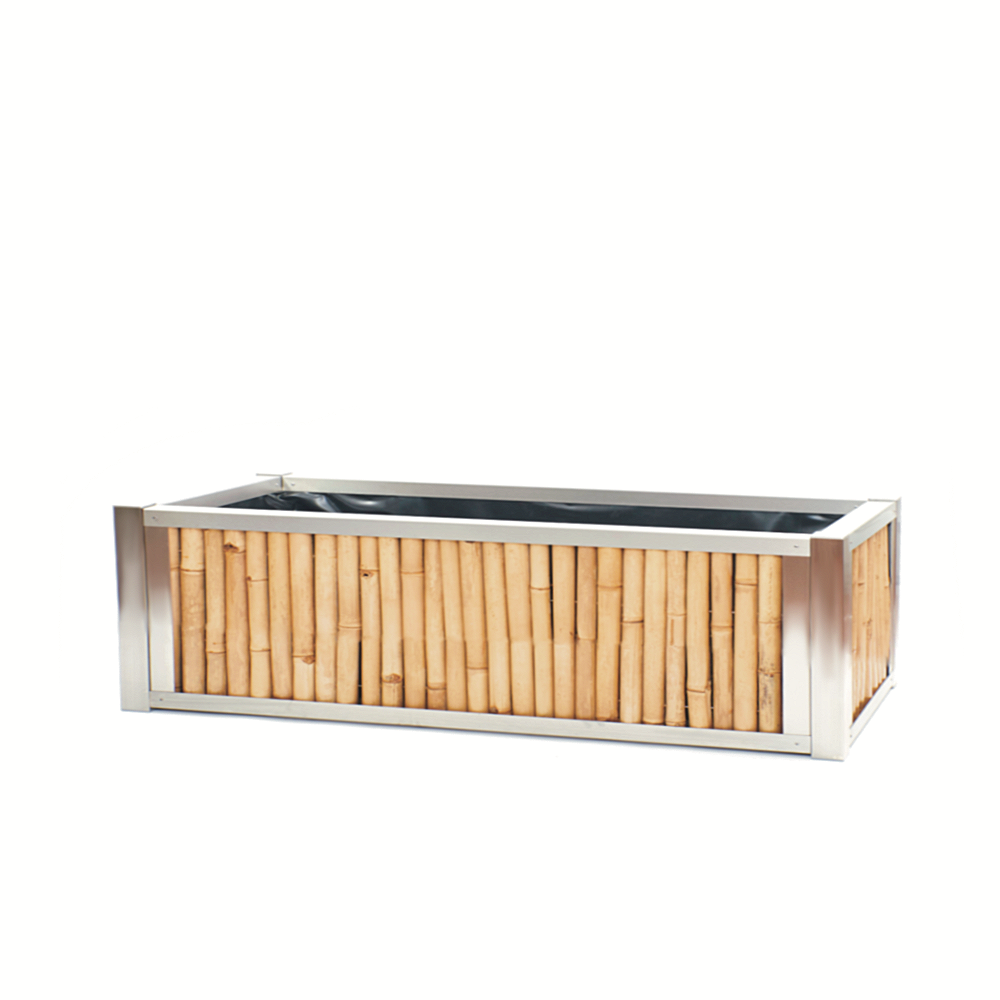 Hochbeet aus Edelstahl mit Seiten aus Bambus