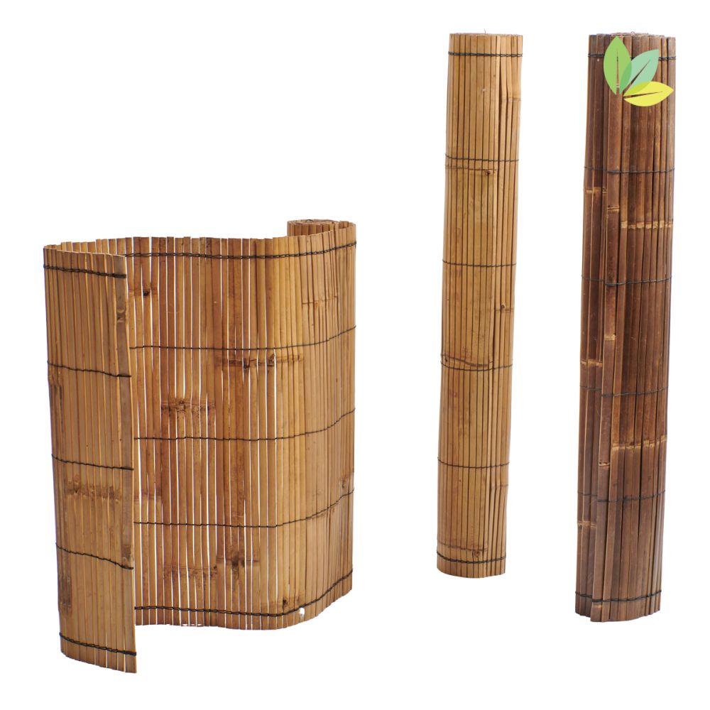 Sichtschutz aus Bambusleisten dunkel (Wulung), 90cm Höhe