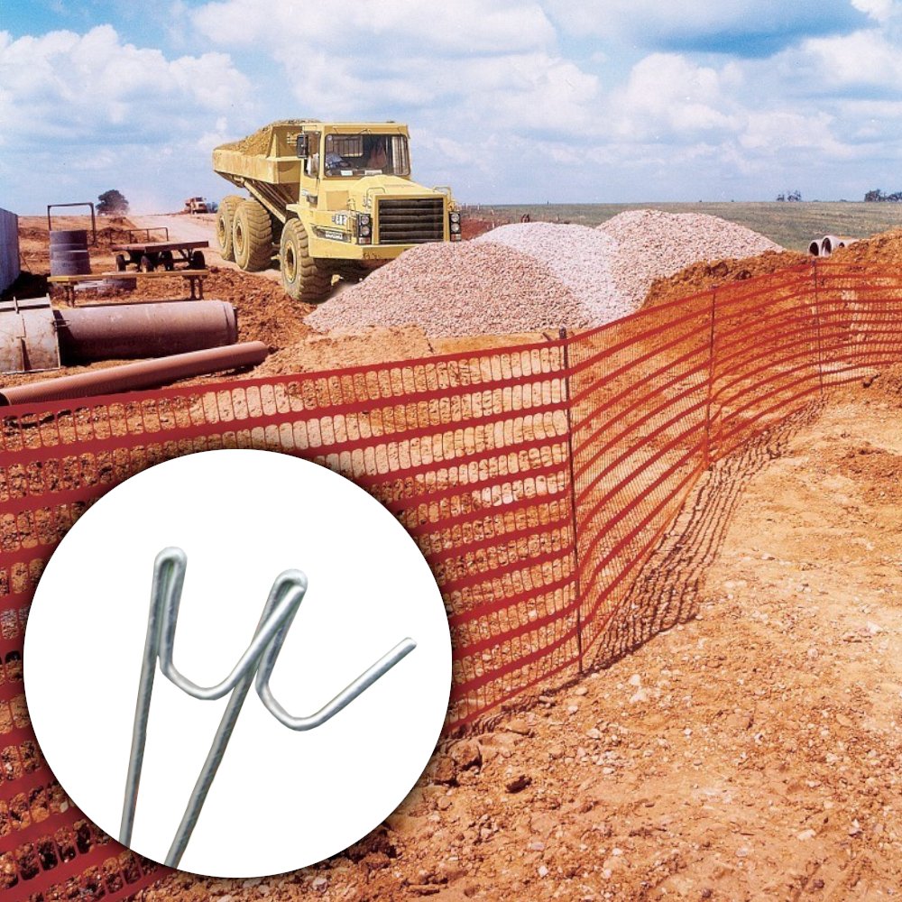 Oranger Warnzaun vor Baustelle