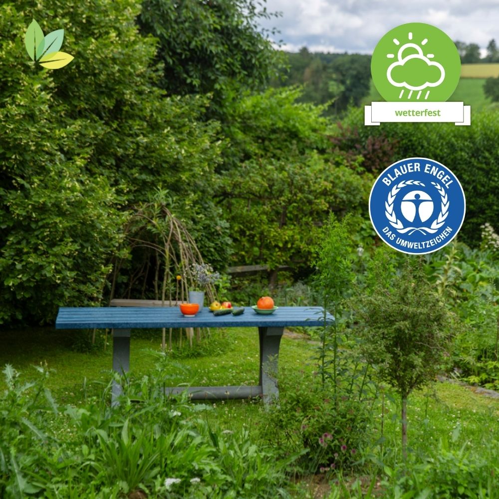 Hanit trägt das Zertifikat "DER BLAUE ENGEL" - die Gartenmöbel sind somit umweltverträglich