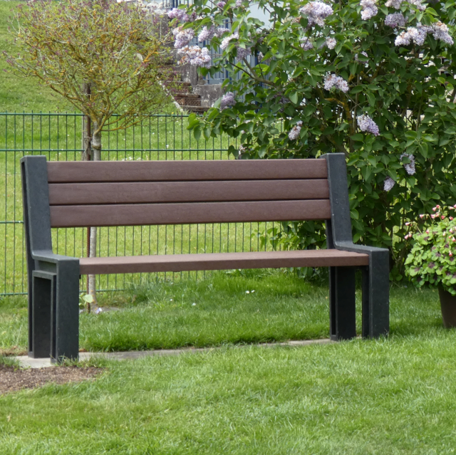 hanit® Hyde Park Kunststoffbank, 195 x 56 x 95cm, braun