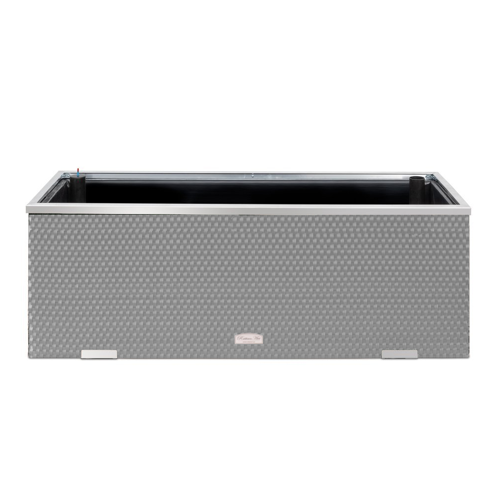 Pflanzkübel mit Rattanoptik in hellgrau