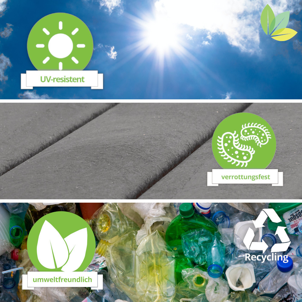 hellgraues Bar Set mit einem Stehtisch und 4 Hockern UV-resistent, verrottungsfest, umweltfreundlich