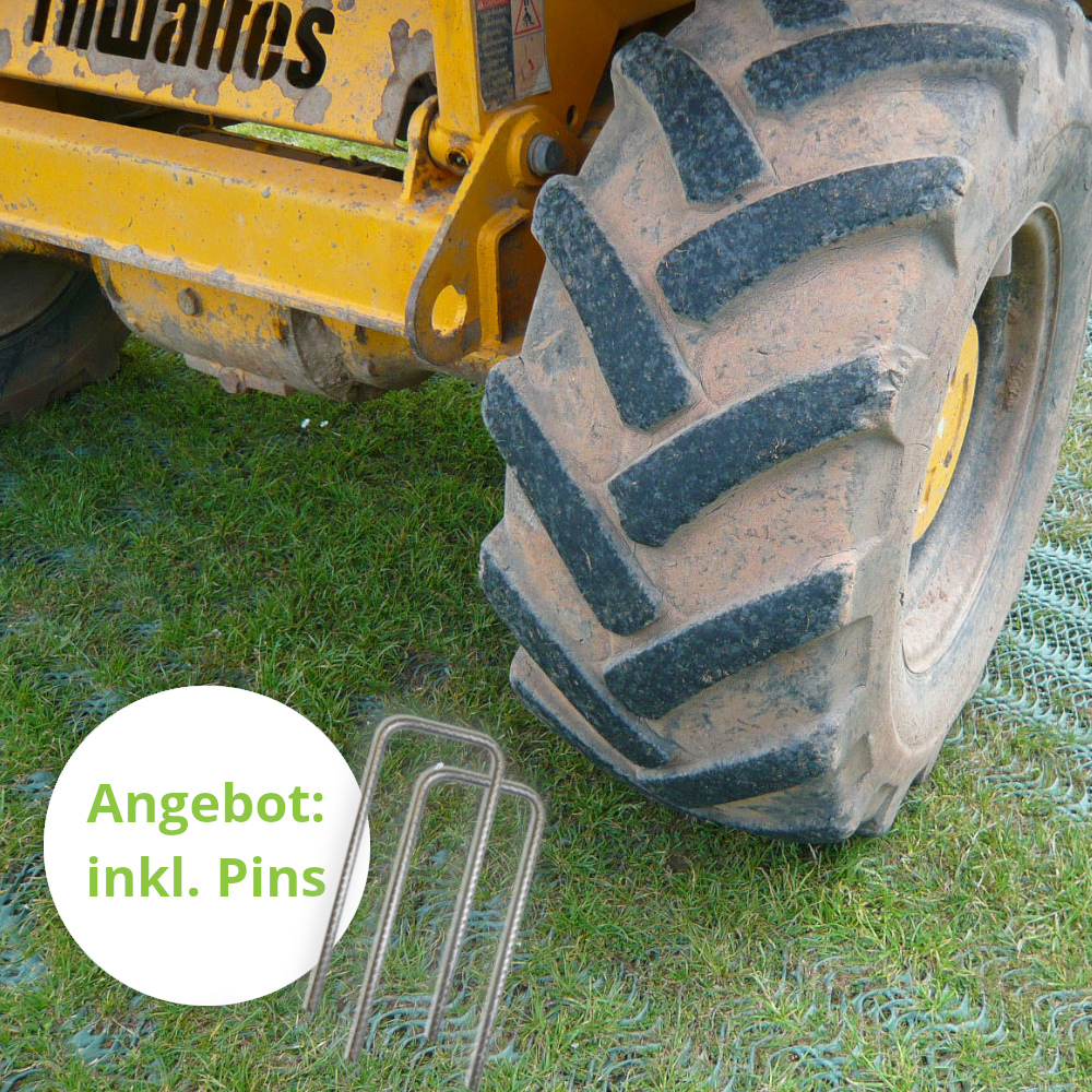 Paketangebot: TERRAM GrassProtecta Premium Rasenschutzgitter mit Befestigungspins